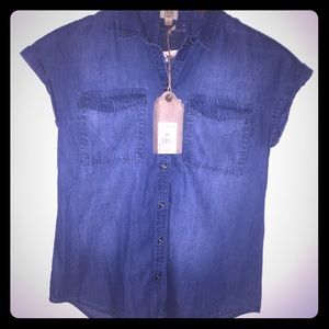 True craft blue jean button up